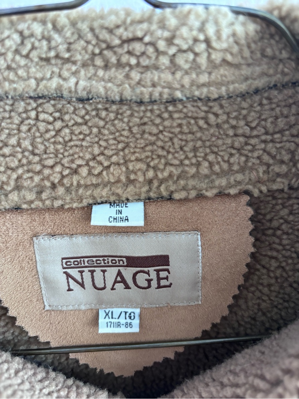 Classic Nuage Brown/ Tan Suede Cozy Shearling Zip-Up Puffer Jacket- Size XL - Picture 3 of 6